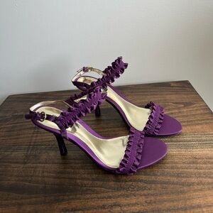 Unlisted Guest List Quarter Ruffle Sandals, Size 8.5, Colour Purple.